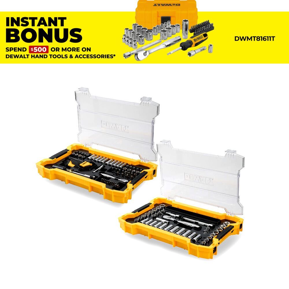 DeWalt DWMT45402-1 131pce 1/4" & 3/8" Drive SAE/Metric Mechanic Tool Set with TOUGHSYTEMS 2.0 Tray – image 1