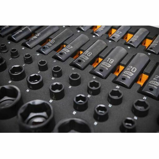 GEARWRENCH GWMSISKMM 66pce 1/4", 3/8", 1/2" Drive 6 Point Metric Impact Socket Set in Foam Storage Tray – image 7