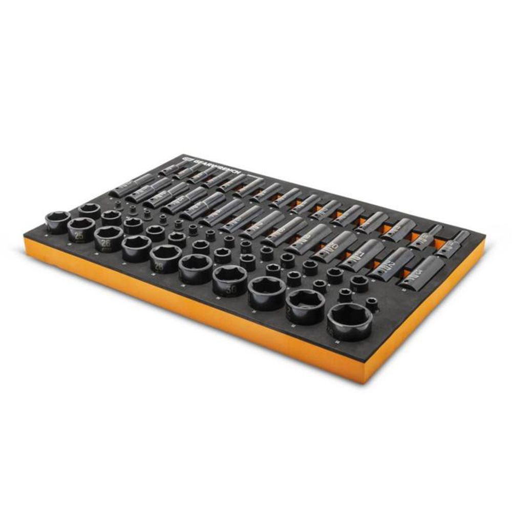 GEARWRENCH GWMSISKMM 66pce 1/4", 3/8", 1/2" Drive 6 Point Metric Impact Socket Set in Foam Storage Tray – image 3