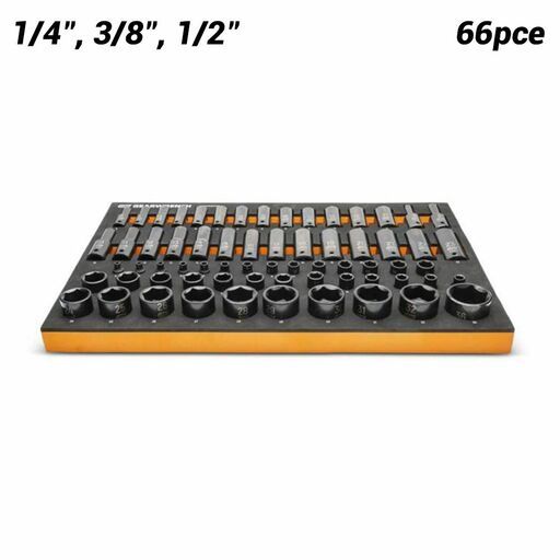 GEARWRENCH GWMSISKMM 66pce 1/4", 3/8", 1/2" Drive 6 Point Metric Impact Socket Set in Foam Storage Tray