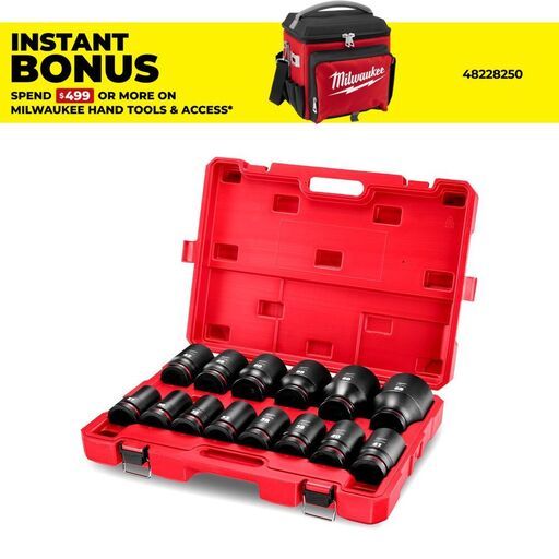 Milwaukee 49667839 14pce SHOCKWAVE 1" Drive Metric Deep Impact Socket Set