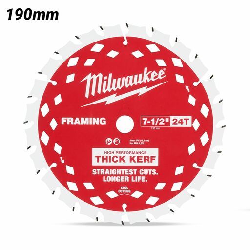 Milwaukee 48400792 190mm (7-1/2") 24T Wood Circular Saw Blade Framing – image 2