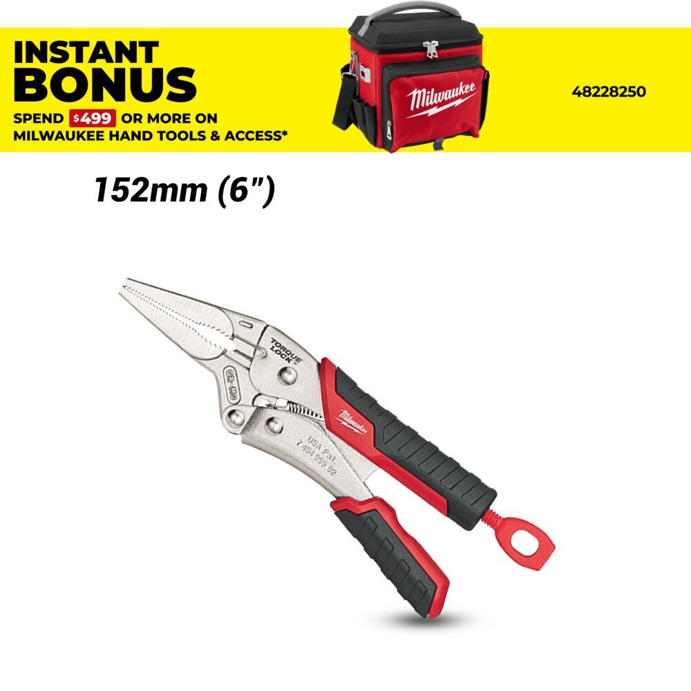 Milwaukee 48223406 152mm (6") Torque Lock Nose Locking Pliers with Durable Grip – image 1