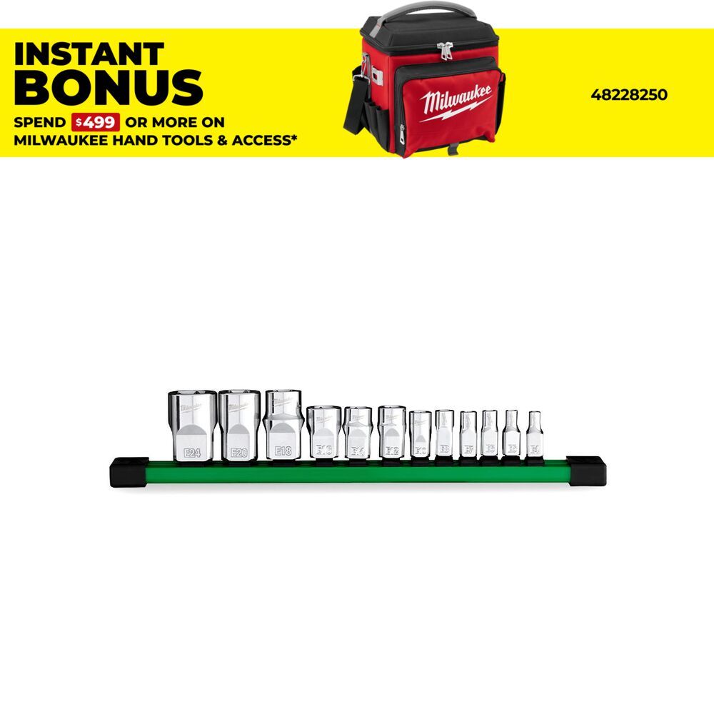 Milwaukee 48229570 12pce 1/4", 3/8", 1/2" Drive External Torx Socket Set – image 1