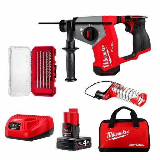 Milwaukee M12FHAC16401BA 12V 4.0Ah Li-ion Cordless Brushless 16mm SDS Plus Rotary Hammer Combo Kit