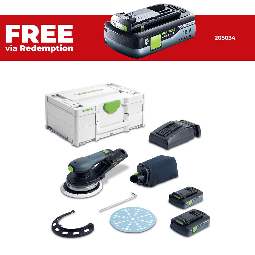 Festool ETSC 2 150 4.0 Set (578791) 18V 150mm Cordless Random Orbital 3.5mm Sander Bluetooth 4.0Ah Set in Systainer – image 1