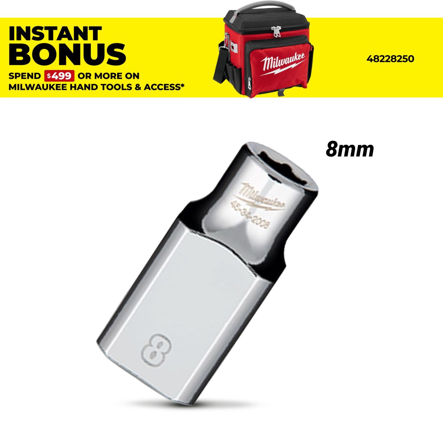 Milwaukee 45342008 1/2" Drive 8mm Metric Standard 6 Point Socket – image 1