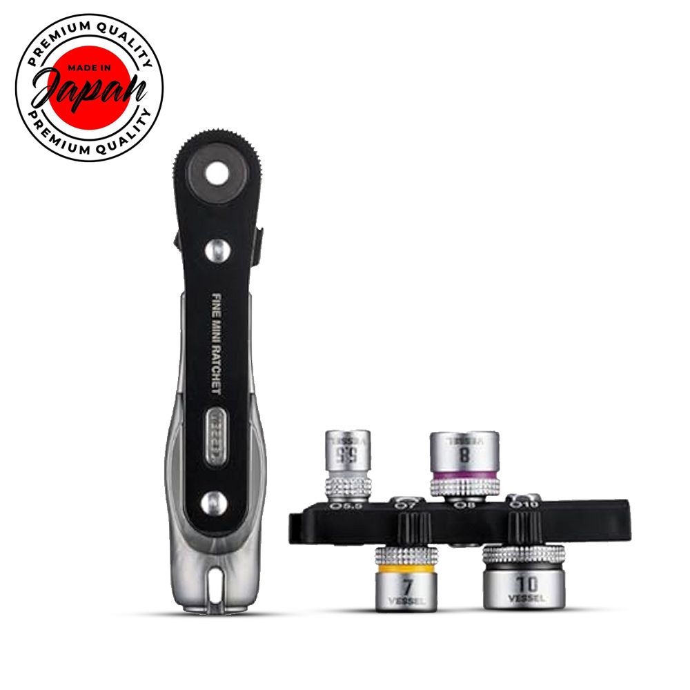 Vessel TD-26 Ultra Thin Fine Mini Ratchet Screwdriver Straight With 4 Sockets Included – image 1