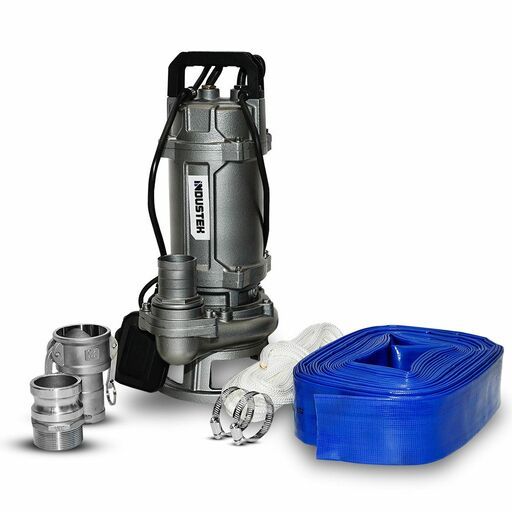 Industek INP1500S 2HP 1500W Automatic Dirty Water Submersible Pump With Float + 15m Hose Kit