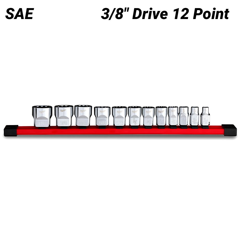 Milwaukee 48229420 12pce 3/8" Drive 12 Point SAE Socket Set – image 2