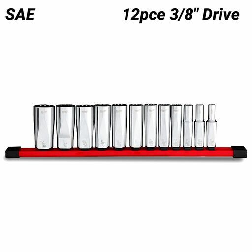 Milwaukee 48229421 12pce 3/8" Drive Deep 12 Point SAE Socket Set – image 2