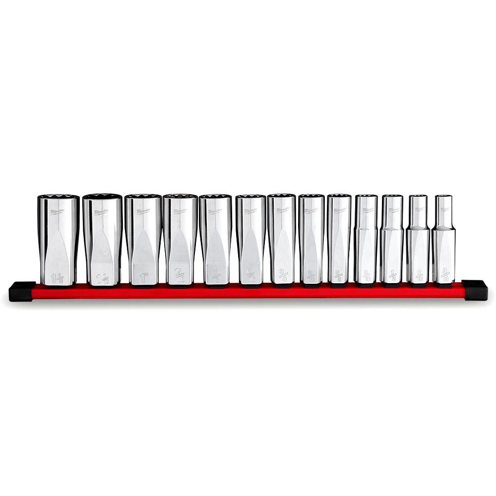 Milwaukee 48229424 13pce 1/2" Drive 12 Point Deep SAE Socket Set – image 4