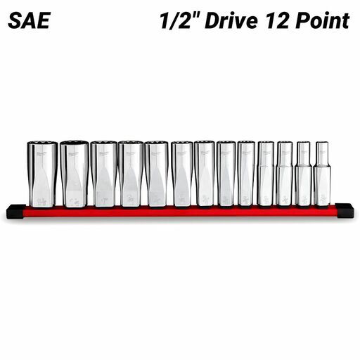Milwaukee 48229424 13pce 1/2" Drive 12 Point Deep SAE Socket Set – image 2
