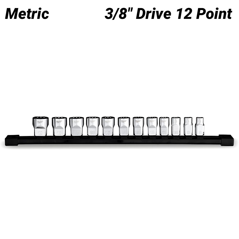 Milwaukee 48229520 12pce 3/8" Drive 12 Point Metric Socket Set