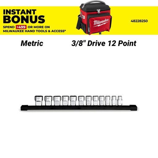 Milwaukee 48229520 12pce 3/8" Drive 12 Point Metric Socket Set
