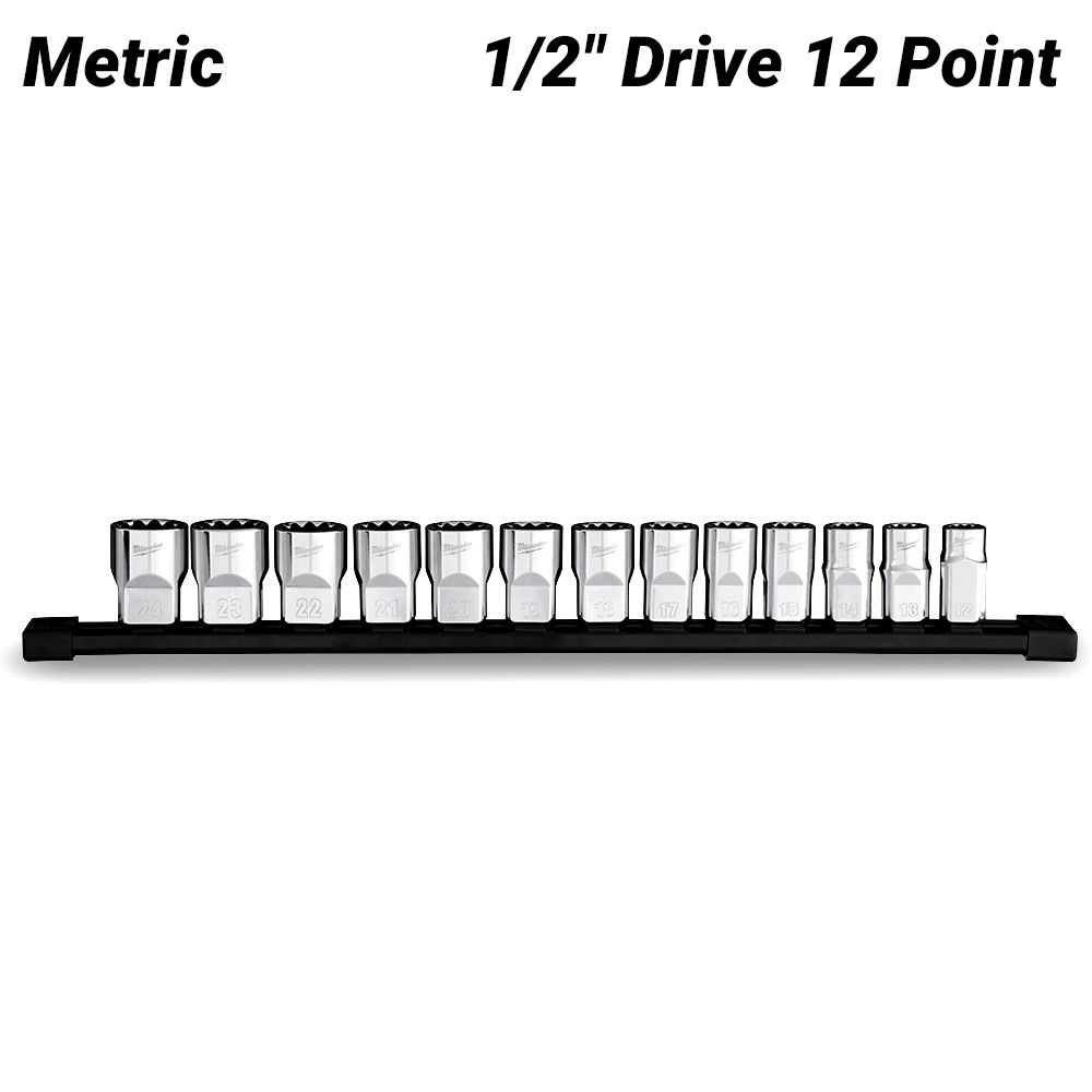 Milwaukee 48229522 13pce 1/2" Drive 12 Point Metric Socket Set – image 2