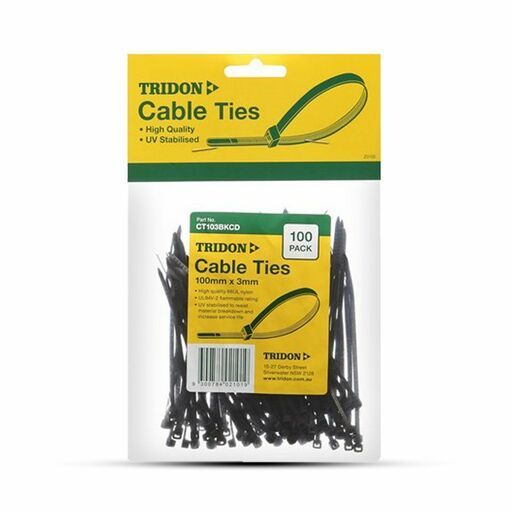 Tridon CT408BKCD-100 400mm x 8mm Cable Tie Black PK100 – image 2