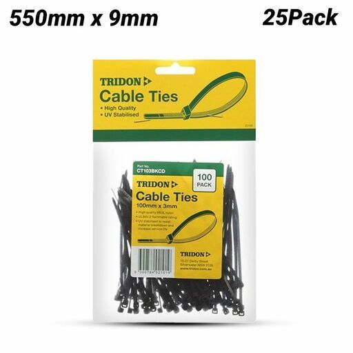 Tridon CT559BKCD 550mm x 9mm Cable Tie Black PK25