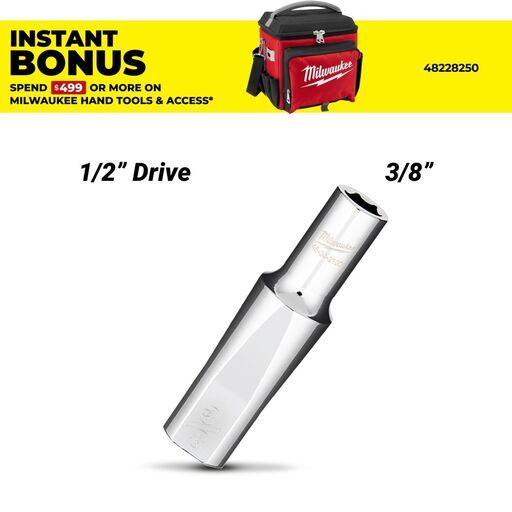 Milwaukee 45342100 1/2" Drive 3/8" SAE Deep 6 Point Socket