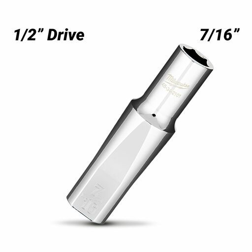 Milwaukee 45342101 1/2" Drive 7/16" SAE Deep 6 Point Socket – image 2