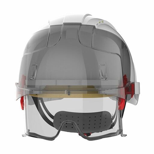 JSP Safety AMB170-005-FAN EVO Vista Lens Vented White/Smoke Helmet - Wheel Ratchet - Clear Lens – image 2