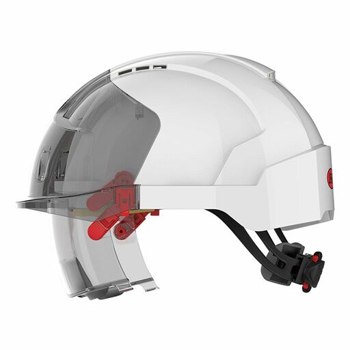 JSP Safety AMB170-005-FAN EVO Vista Lens Vented White/Smoke Helmet - Wheel Ratchet - Clear Lens – image 3
