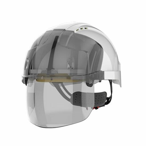 JSP Safety AMD170-005-FAN EVO Vista Shield Vented White/Smoke Helmet - Wheel Ratchet - Clear Visor