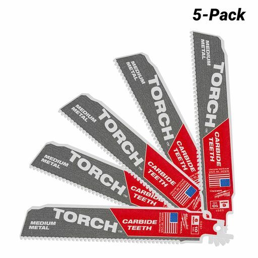 Milwaukee 48475712 (48005712) 5-Pack SAWZALL The Torch Metal Demolition 150mm (6") 10TPI Blade – image 2