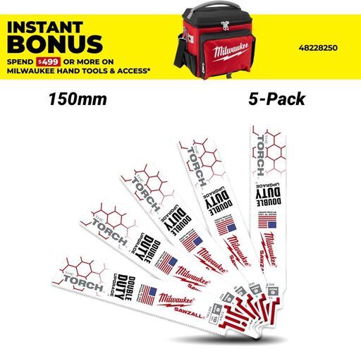 Milwaukee 48475784 (48005784) 5-Pack SAWZALL The Torch Metal Demolition 150mm (6") 18TPI Blade