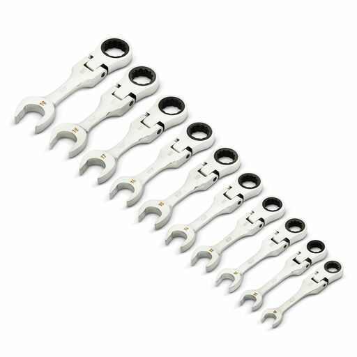 GEARWRENCH 86870 10pce 90-Tooth 12 Point Metric Stubby Flex Ratcheting Combination Wrench Set – image 2