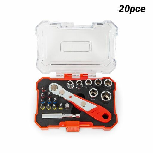 Xtorque X20SSS 20pce Screwdriver Bit and Socket Set With Ratchet Wrench