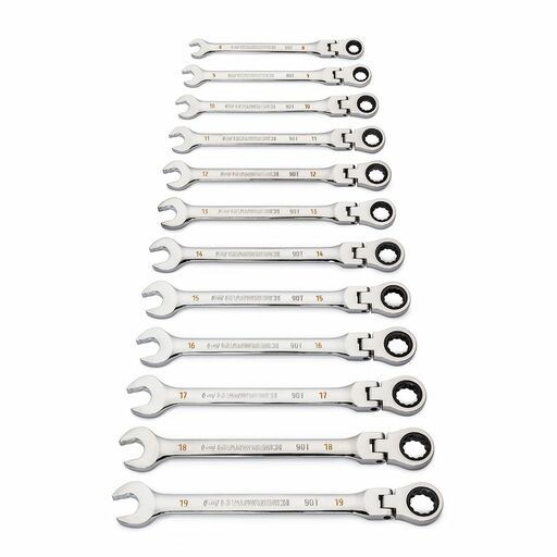 GEARWRENCH 86727 12pce 90-Tooth 12 Point Flex Head Ratcheting Combination Metric Wrench Set – image 3