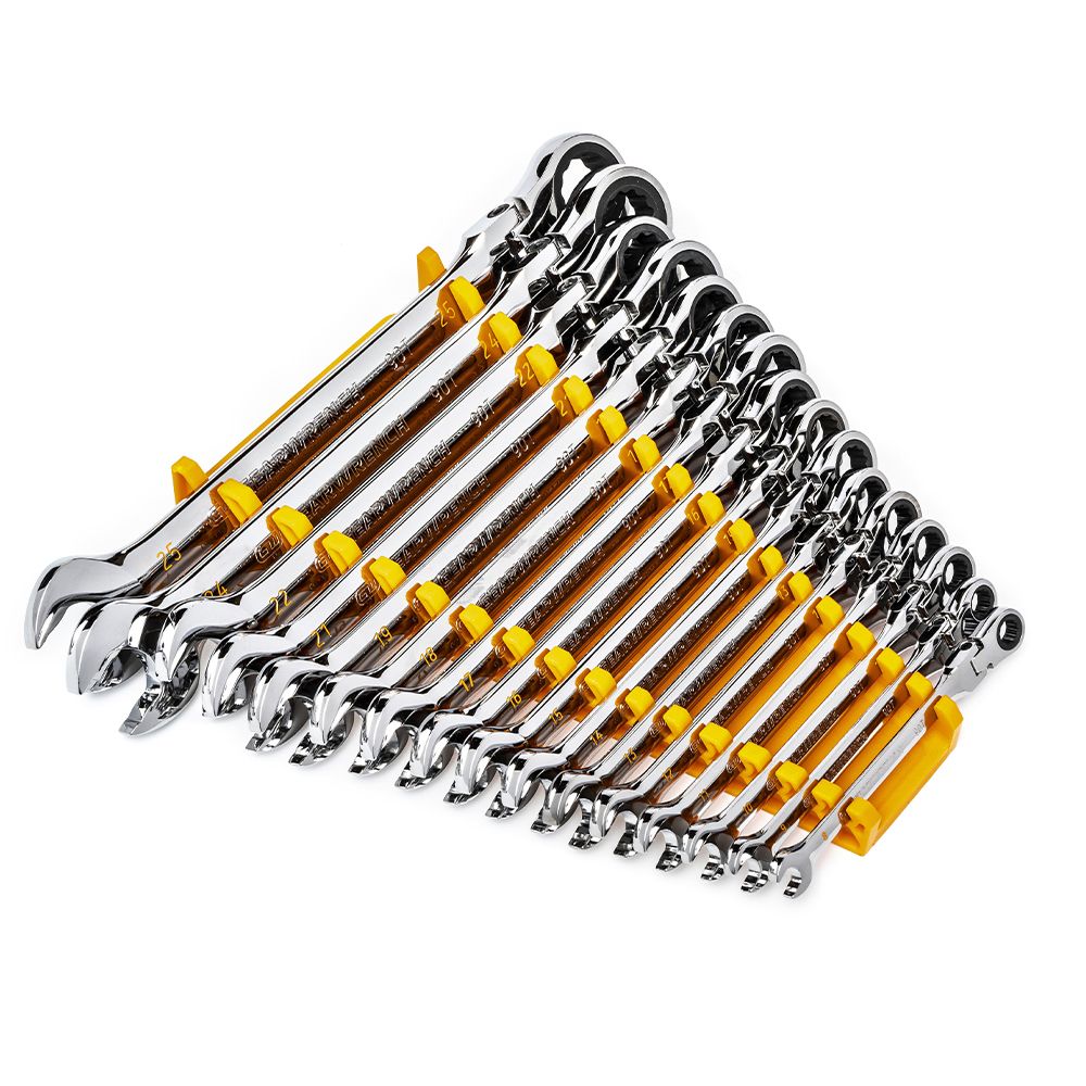 GEARWRENCH 86728 16pce 90-Tooth 12 Point Flex Head Ratcheting Combination Metric Wrench Set – image 2