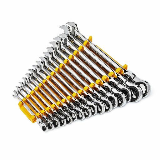 GEARWRENCH 86728 16pce 90-Tooth 12 Point Flex Head Ratcheting Combination Metric Wrench Set