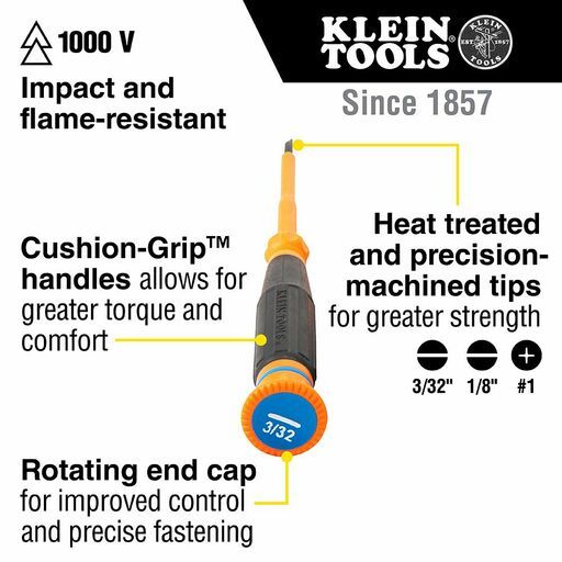 Klein A-85613INS 3pce Insulated Precision Screwdriver Set – image 4