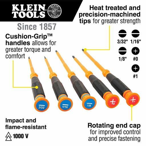 Klein A-85615INS 5pce Insulated Precision Screwdriver Set – image 4