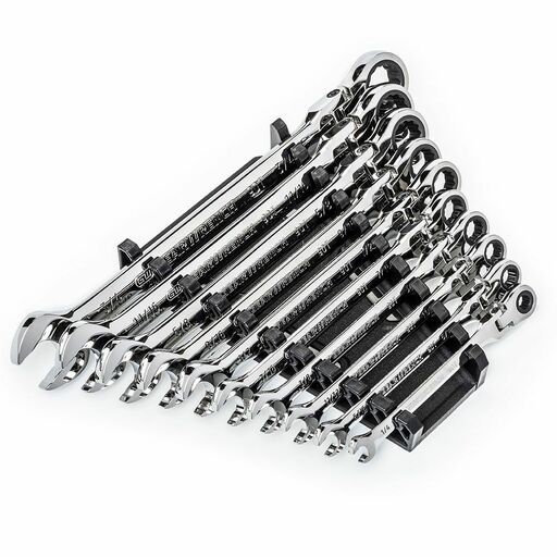 GEARWRENCH 86758 10pce 90-Tooth 12 Point Flex Head Ratcheting Combination SAE Wrench Set – image 3