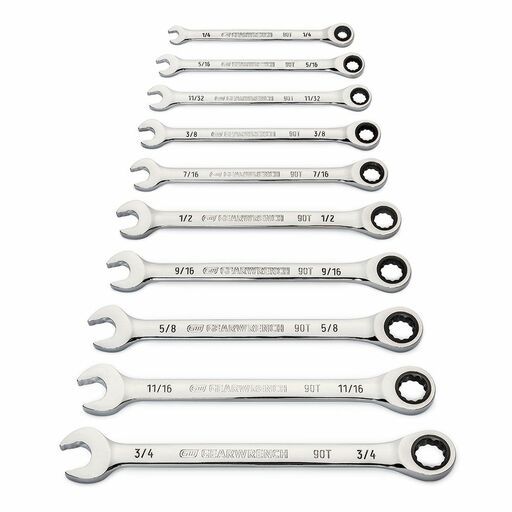 GEARWRENCH 86958 10pce 90-Tooth 12 Point SAE Combination Ratcheting Wrench Set – image 2