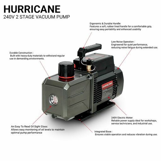 Hurricane HVP220 1.5hp 2 Stage High Performance Vacuum Pump – image 2