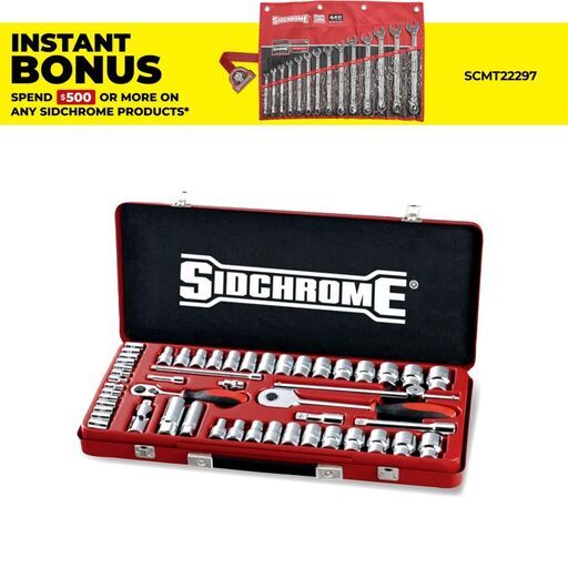 Sidchrome SCMT19135 51pce 1/4″ & 1/2″ Drive Metric/AF Socket Set