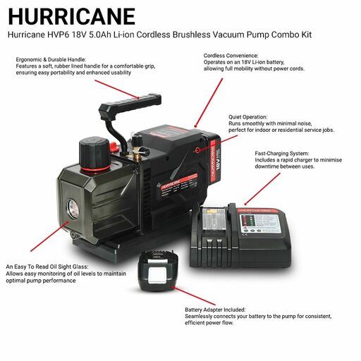Hurricane HPV6 18V 5.0Ah Li-ion Cordless Brushless Vacuum Pump Combo Kit – image 2