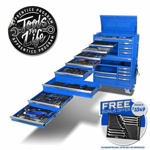 Kincrome P1826 595pce 17 Drawer 42" Contour Workshop Tool Kit - Blue