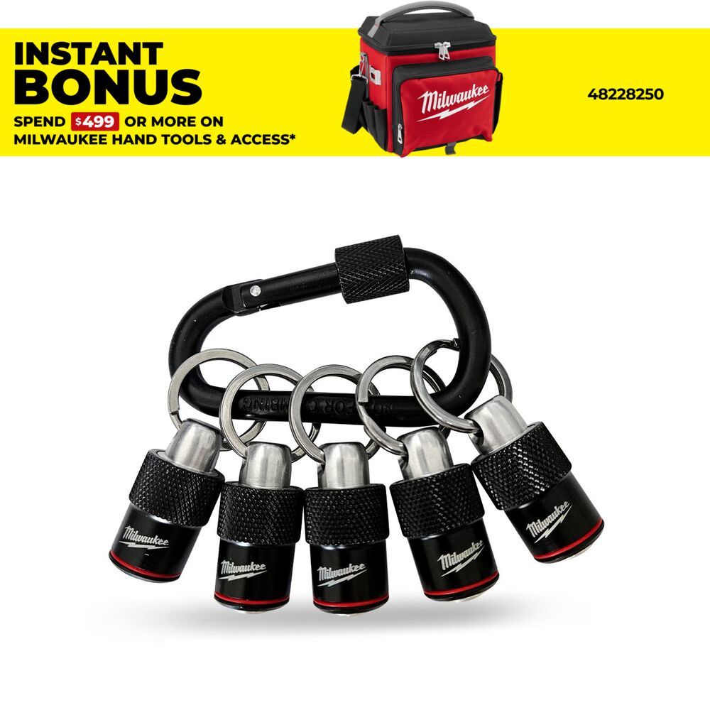 Milwaukee 48324536 5-Pack Quick Release Bit Holder with Carabiner – image 1