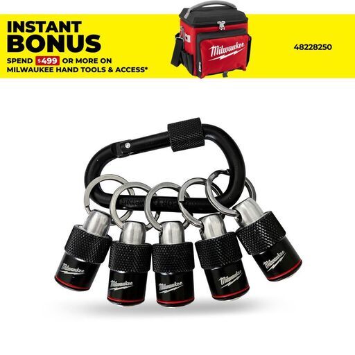 Milwaukee 48324536 5-Pack Quick Release Bit Holder with Carabiner
