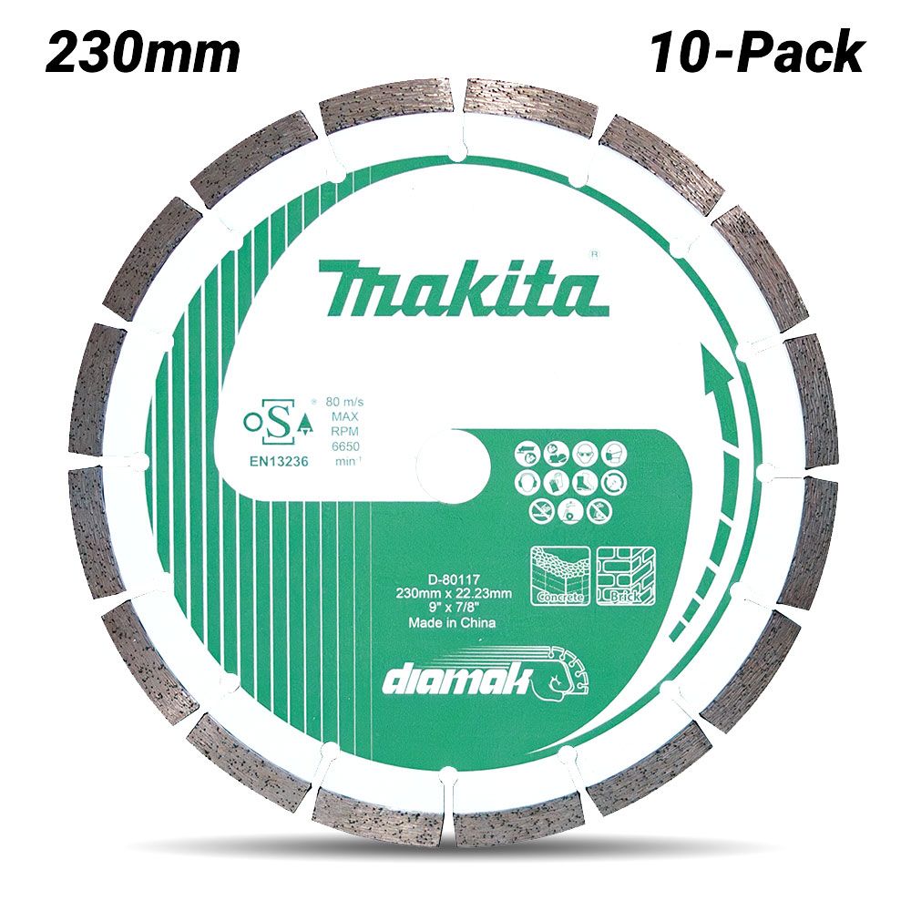 Makita D-80117-10 10-Pack 230mm x 22mm DIAMAK Segmented Diamond Blade – image 1