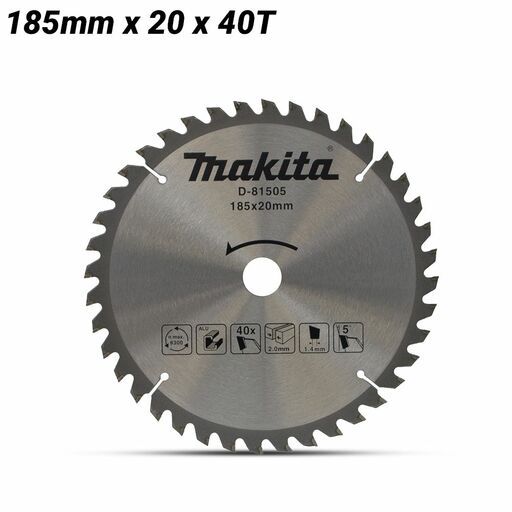 Makita D-81505 185mm x 20 x 40T TCT Saw Blade - Aluminium
