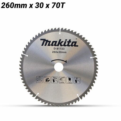 Makita D-81723 260mm x 30 x 70T TCT Saw Blade - Aluminium