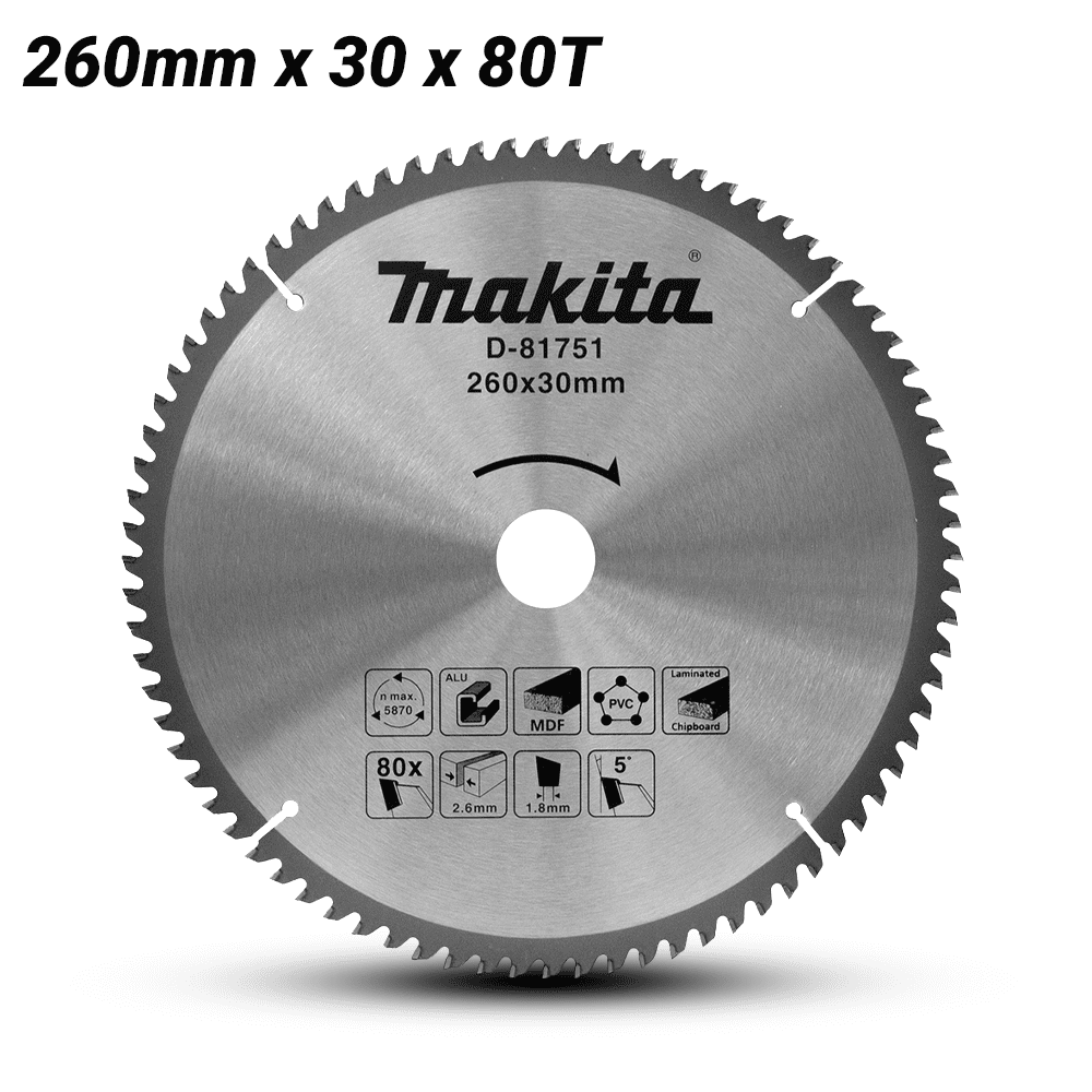 Makita D-81751 260mm x 30mm x 80T MULTI CUT TCT Saw Blade – image 1