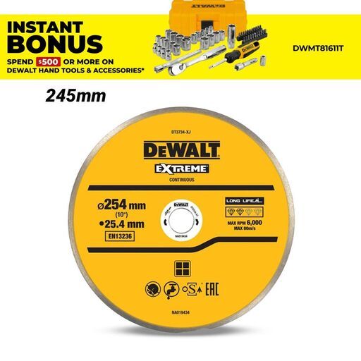 DeWalt DT3734-XJ 245mm Tile Cutting Blade - Stone / Concrete