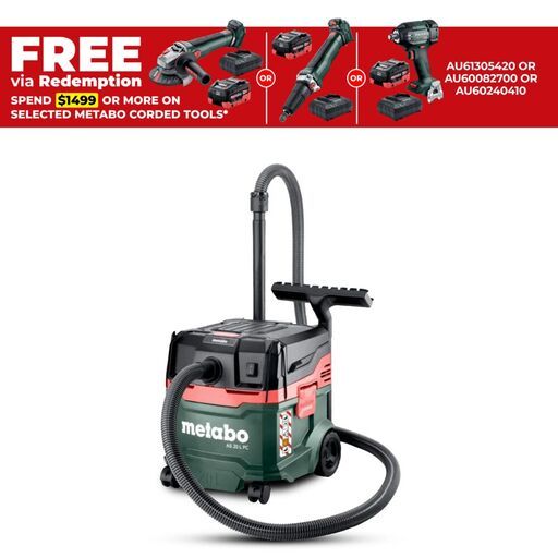 Metabo AS 20 LPC (602083190) 1200W 20L L-Class Wet & Dry Compact Vacuum